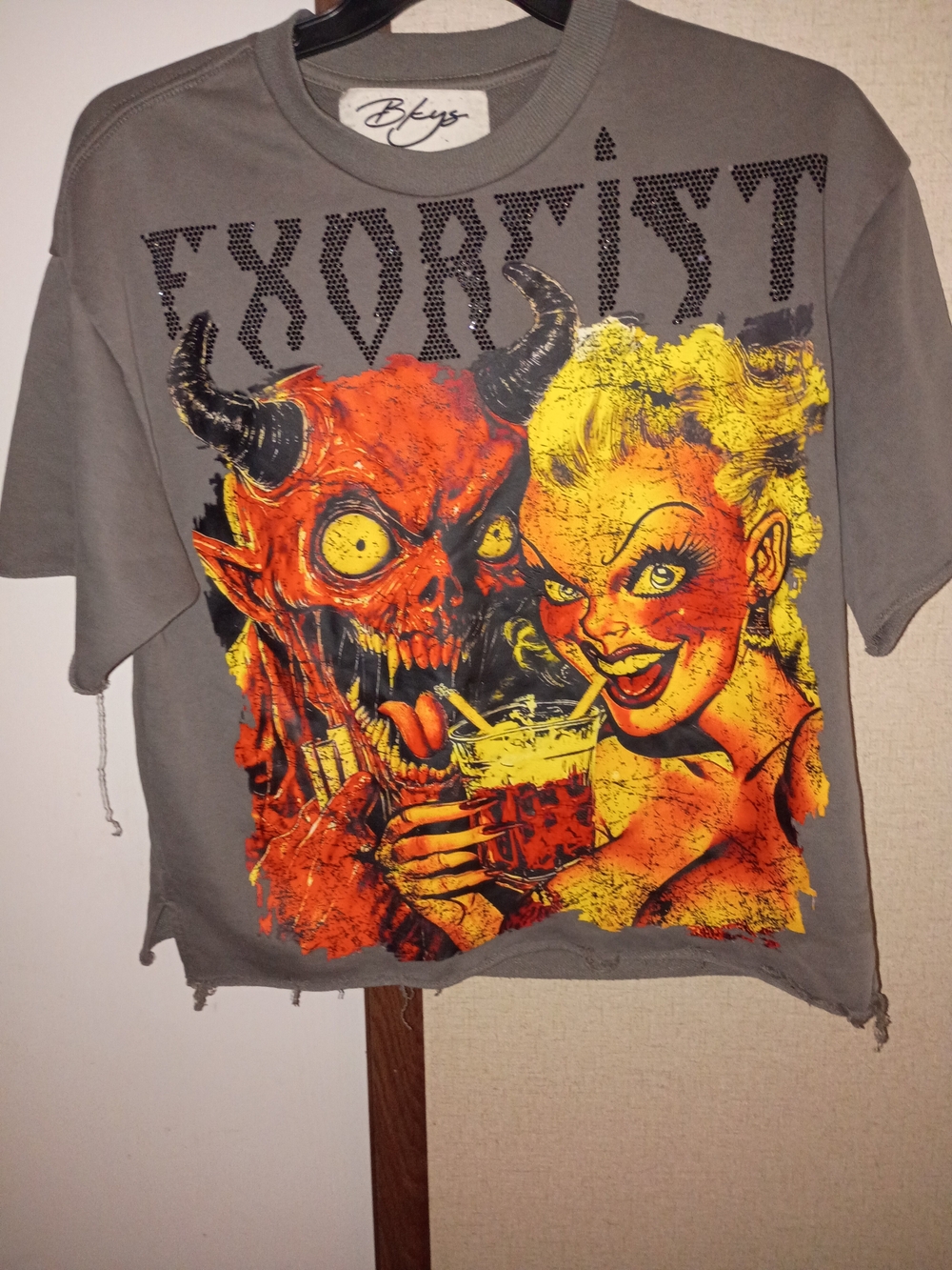 Blyz Gray Graphic Demon & Devil Girl Tank Top